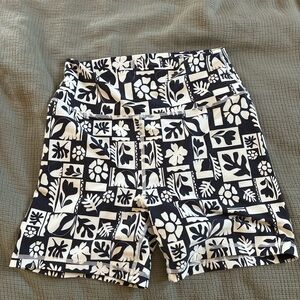 Z Supply Black and White Patterned Bike Shorts
